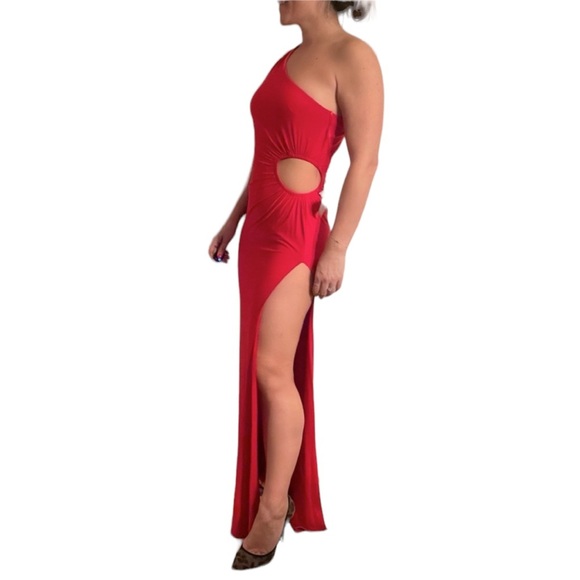 Jovani One Shoulder Gown Red - Picture 2 of 5